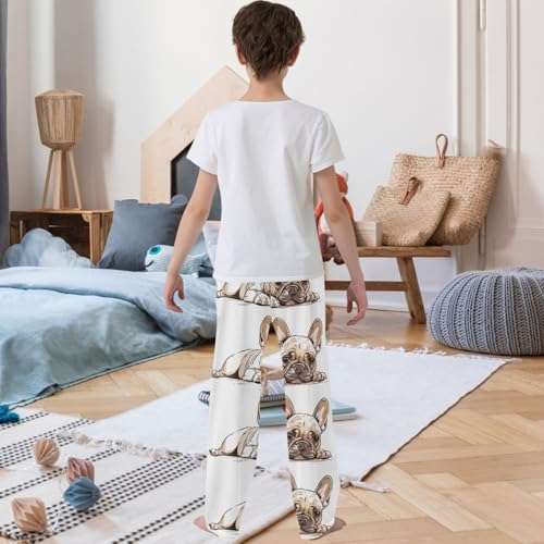 Boy's Pants Cute French Bulldog Jogger Pants Elastic Waist Long Bottoms Trousers with Pockets 6-14 Years3