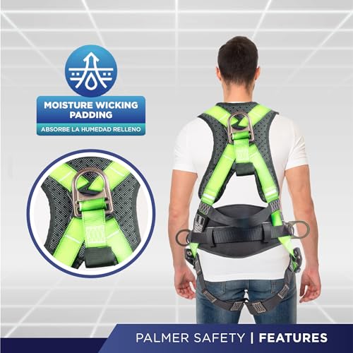 Image of Palmer Safety Hammerhead 5pt Safety Harness Back Padded, QCB Chest, Tongue Buckel Legs Straps, Back & Side D-Rings