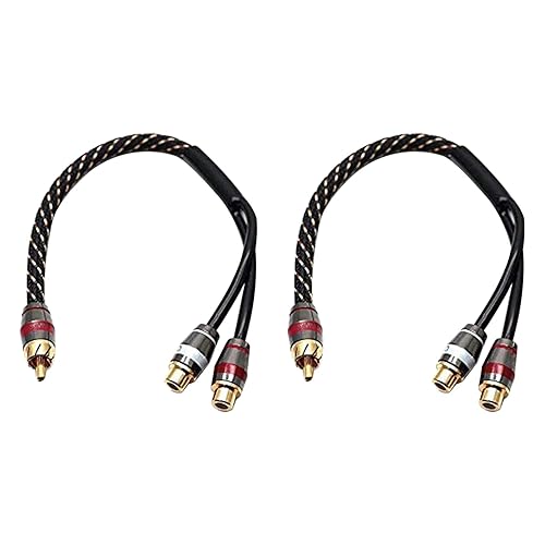 S SYDIEN 2 unids 12 pulgadas RCA Splitter 1 Macho 2 Hembra Nylon trenzado Y Cable RCA Y Splitter Audio Video Adaptador Cable