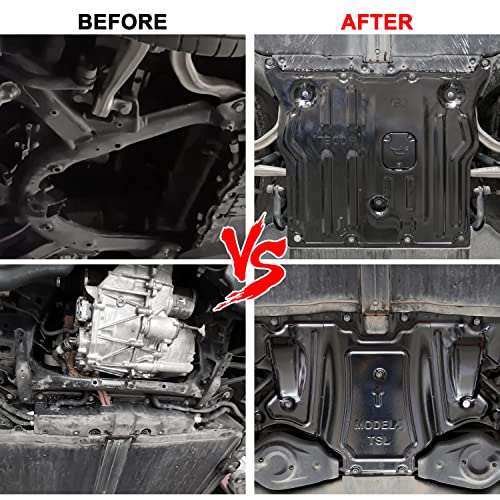 Image of Skid Plate for Tesla Model 3 / Model Y, Splash Shield Cover Under Engine Guard Cover Chassis Guard Plates for Tesla Model 3 2017-2025 / Model Y 2020-2025 Accessories -2PCS (Front+Rear)