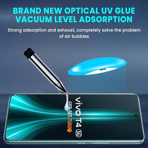 Image of ArmourPro UV Glue Tempered Glass for Vivo T4, iQOO Z10 Curved Screen Protector, 9H Anti Scratch, Edge-to-Edge Coverage, HD Clarity, Easy UV Kit with Cable Protector