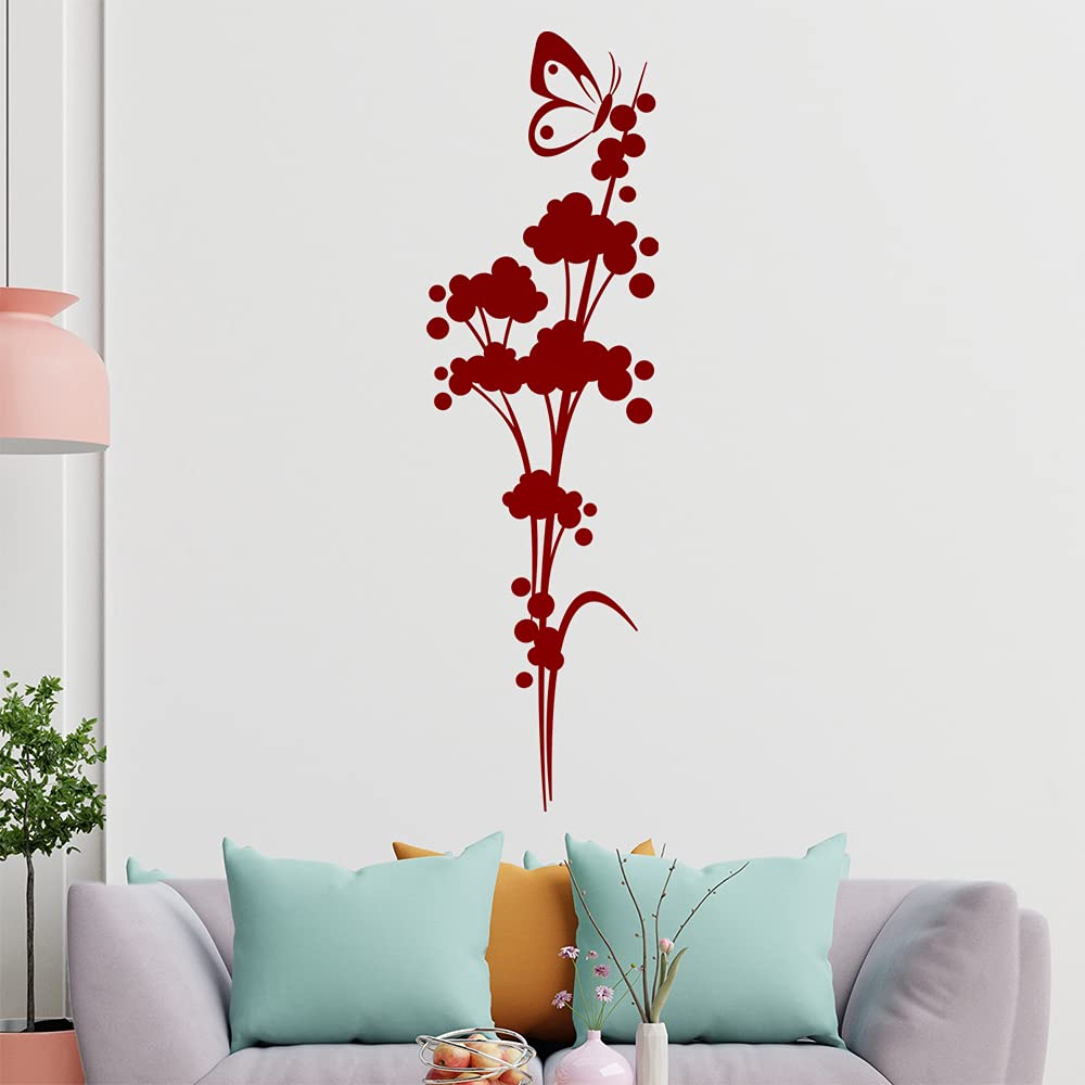 Adesivo Murale Kiwistar Ibisco E Farfalla, Set I, Colore Azzurro, Dimensioni 30x21 Cm, Decorazione Rimovibile Per Pareti, Mobili, Vetro E Piastrelle, Per Soggiorno E Cameretta.