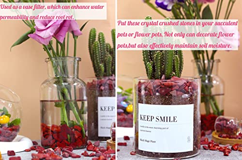 Image of Red Jasper Aquarium Gravel Rocks Natural Tumbled Healing Crystal Chips Bulk Gemstones Tumbled Crushed Stones for Fountain Vase Filler Planters Decorative Fish Tank Potted Reiki Energy Balancing 0.44lb