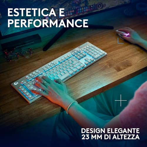 G915 X LIGHTSPEED Tastiera gaming wireless a profilo ribassato, copritasti in PBT bicomponente, tasti completamente programmabili, switch GL Brown Tactile - PC/Mac, US QWERTY - Bianco - Tastiera gaming - Immagine 7