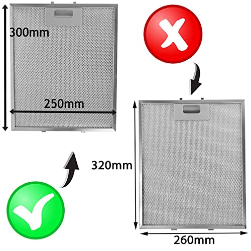 Filtros de grasa universales Spares2go de rejilla de metal 300x250mm plateado para cocina 4