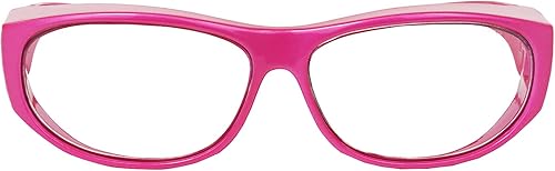 Miniatura 2 de Global Vision Escort - Lentes transparentes que se ajustan sobre los lentes de seguridad ANSI Z87.1, Lente transparente con montura rosa