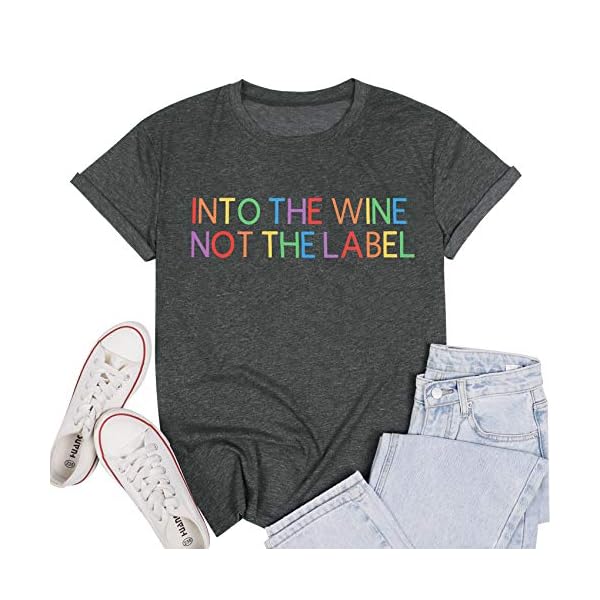 Into The Wine Tee Shirt Women LGBTQ Pride T-Shirt Short Sleeve Drinking Gift Casual Short Sleeve Tops