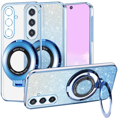 Coque silicone Galaxy Note 10 MagSafe aimantée à paillettes design bleu épuré