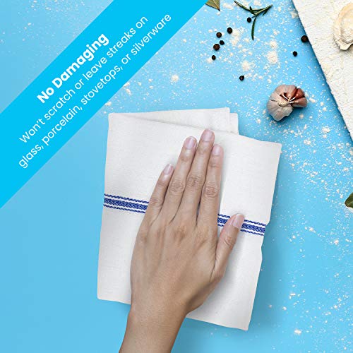 Zeppoli Classic Kitchen Towels 15-Pack - 100% Natural Cotton Dish Towels - Reusable Cleaning Cloths - Super Absorbent - Machine Washable Hand Towels - 14” x 25”