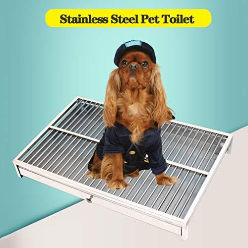 Hund mit Toilettenbrett Hundeviskette aus Edelstahl, Katzentoilette, klein bis mittel, Urinal, Teddybär (Stainless Steel Tray,62 * 42 * 10cm)