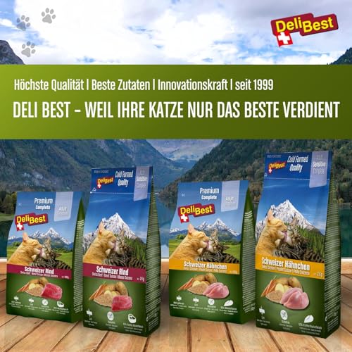 DeliBest Adult Sensitive Complete Cat Hähnchen I Halbfeuchtes Futter für Katzen Adult I aus 100% Schweizer Hähnchenfleisch I getreidefrei & ohne andere Zusätze I Katzenfutter kaltgepresst I 4x600g