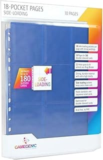 18-Pocket Pages Side-Loading (10 Pack) | Holds Standard and Japanese Cards | Durable Trading Card and Collectible Card Game Organizer | Optimized for Double-Sleeved Cards | Blue | Made by Gamegenic