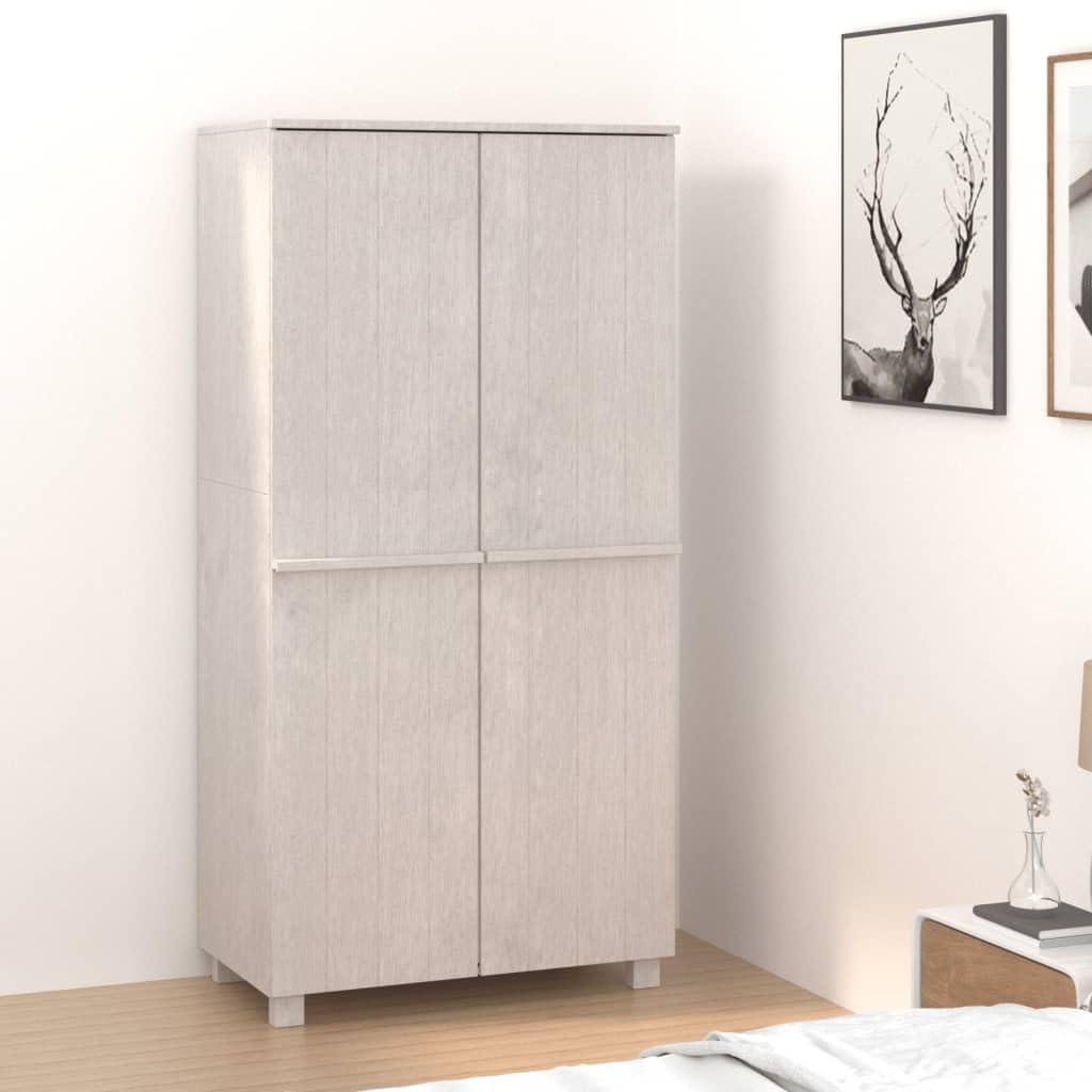 Armario HAMAR Madera Maciza de Pino Blanco 89x50x180 cm