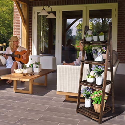 Amoy Indoor Plant Stand - Plant Shelf Outdoor Clearance for Multiple Plants 4 Tier Foldable Corner Rustic Wood Free Installation Display for Living Room Patio Garden Balcony - Thumbnail 3