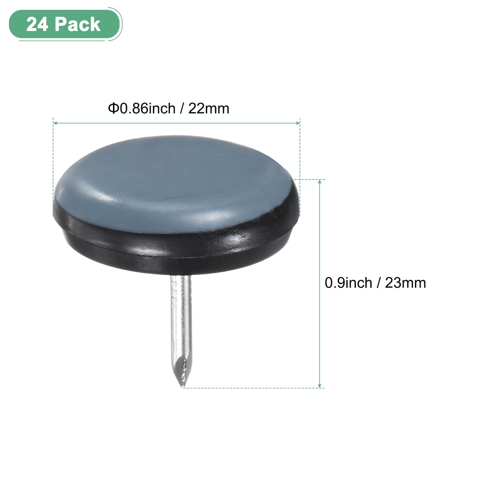 M METERXITY 24-Pack Nail on Furniture Sliders, 0.86" (22mm) PTFE Chair Sliders Glides Round Pads for Chair/Table - Image 3