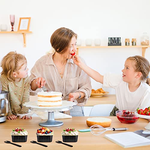 100 Pcs Cupcake Liners With Lids 5Oz Baking Cups Aluminum Foil Mini Cake Pans Disposable Square Cupcake Pans With Plastic Spork For Dessert Bread For Party Wedding Birthday Kitchen (Black Gold) #TOP2