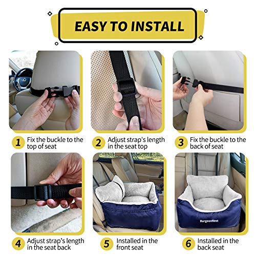 Image of BurgeonNest Dog Car Seat for Small Dogs & Cats Under 25 lbs, Blue