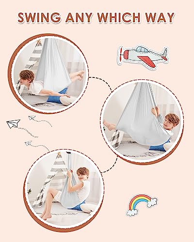 Sensory Swing For Kids And Adults, Uplayteck Special Needs Therapy Swing Indoor Outdoor, Hardware Included, Height Adjustable, Cuddle Ceiling Swing Hammock For Autism, Adhd, Sensory Processing Disorde #TOP5