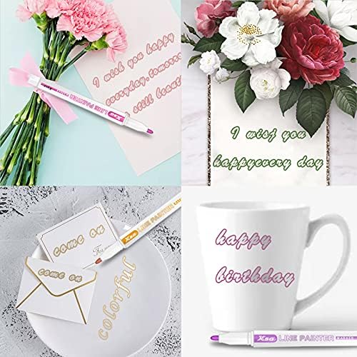 Outline Marker Pens,Super Squiggles Double Line Outline Pen,12 Colors Doodle Dazzle Marker pens,Silver Metallic Markers self-outline Markers Pens for Art,Drawing