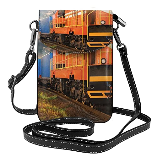 Sac à bandoulière imprimé train pochette téléphone en cuir Noir