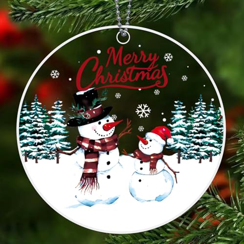 Snowman Christmas Ornaments 2025, Acrylic Snowman Ornament for Christmas Tree,