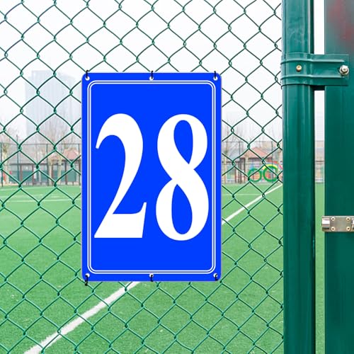 Image of Premium Aluminum Number Signs 28, Metal 12 inch X 8 inch Blue Numbered Signs Outdoor for Parking Lots, Floor, Dock, Court, Aisle, Field, High Visibility, No Fade, Weather-resistant