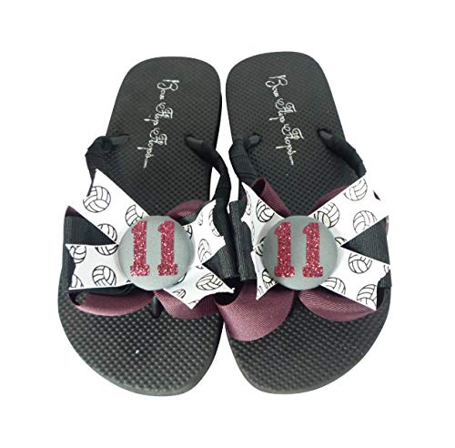 Burgundy Glitter & Black Custom colors Volleyball Bow Sandals