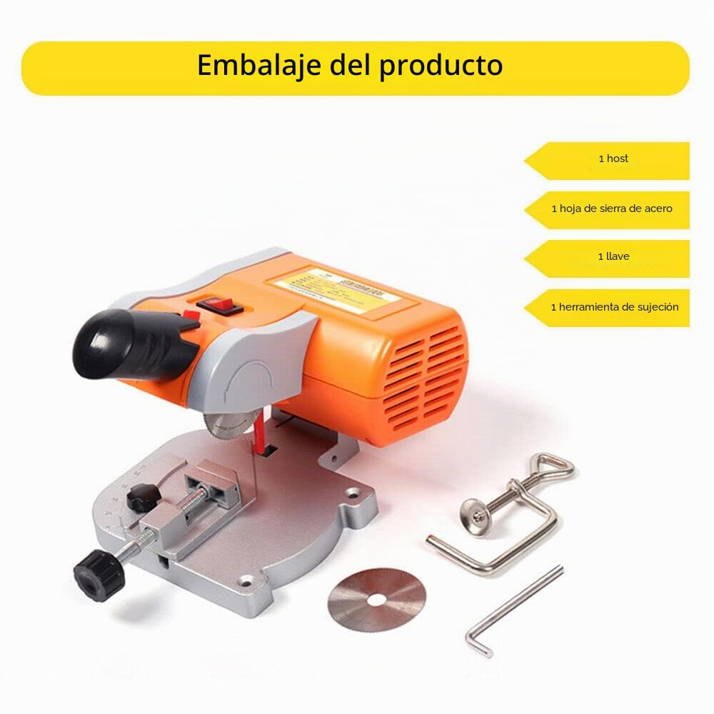 Mini sierra de corte transversal, sierra para ingletar, 7800 rpm, sierra de corte de mesa, acero, madera de latón, 0-45 grados ajustable para madera, zinc, aluminio, etc.