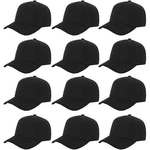 ZH Plain Baseball Caps,Adjustable Baseball Caps,Lot 12 PC Unisex Blank Design Baseball Caps,Wholesale Bulk Baseball Caps