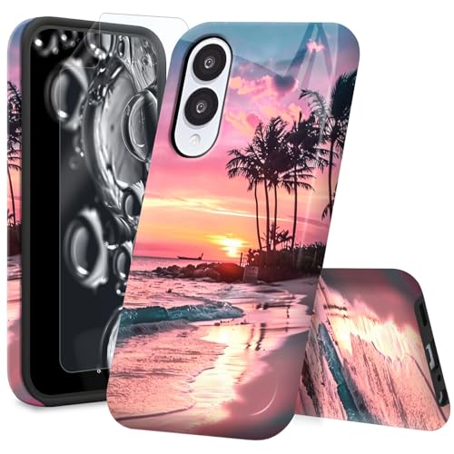 ACWDMKH for Samsung S25 Edge Case,for Samsung Galaxy S25 Edge Case with Screen Protector Dual Layer Shockproof Drop Protection,Scratch-Resistant Rugged Heavy Duty Cover,Pink Sunset Sea
