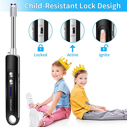 DIAOCARE Stabfeuerzeug, Lichtbogen Feuerzeug mit LED Licht, Winddichte Aufladbar USB Elektronisches Feuerzeug Plasma… – Bild 6