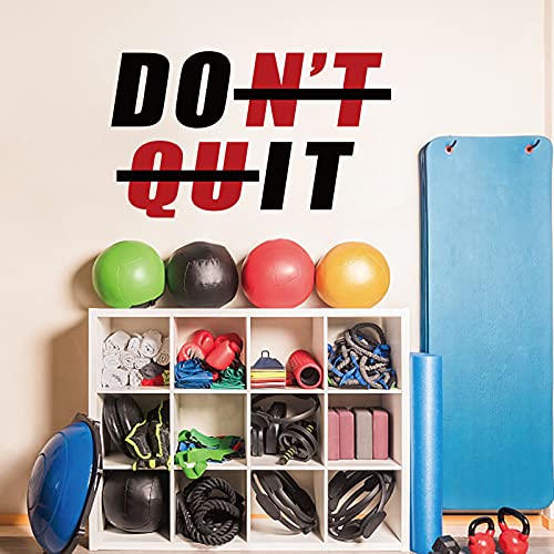 PLIGREAT Sticker mural motivant en vinyle avec inscription « Don't Quit Gym » - Grand autocollant mural pour salle de sport et studio de yoga - 46 x 28 cm - Noir et rouge Cover