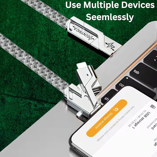 Image of PD 4 in 1 Fast charging & data cable, 100W /27W LED, 5 ft multi charger cable, 480 Mbps Data Transfer, 5 Ft Long Braided Design, charging cable c. Fast charging needs compatible devices.