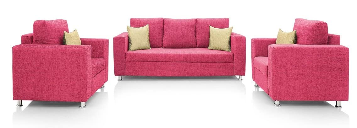 Molfino 5 Seater Fabric 3+1+1 Sofa Set for Living Room (Pink)-image-9