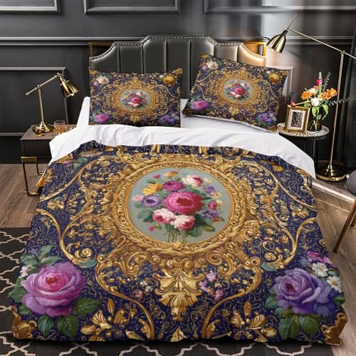 Parure de Lit Microfibre 3D Baroque 135x200cm Florale