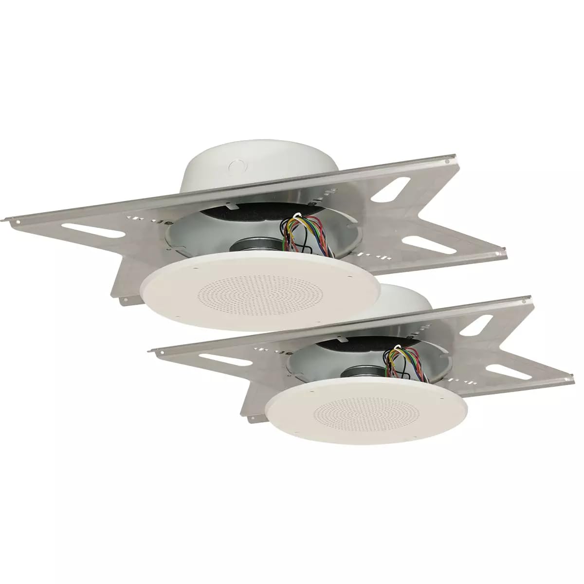 Lowell RPAK-810-72 8-Inch Dual Cone Ceiling Speaker (2-Pack) with 25/70V Transformer, Grille, Enclosure, Bridge; 8-Inch 15W Dual Cone Driver with 10 Oz. Magnet