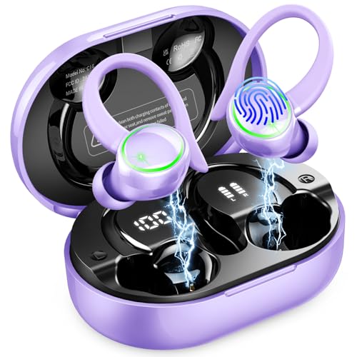 Image of Matast 2026 Wireless Earbuds, Bluetooth Headphones Sports, Playback Over-Ear Buds with Noise Cancelling Mic, IP7 Waterproof Headset with Earhook Workout