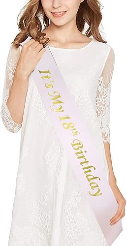 Miniatura 2 de Tiara dorada de 18 cumpleaños y banda de satén con purpurina y corona de tiara de diamantes de imitación de cristal para fiesta de cumpleaños de 18