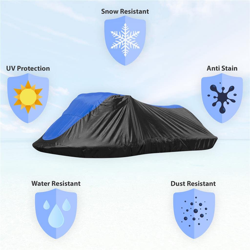 SBU 420D Jet Ski Canvas Cover Compatible for Seadoo GT GTS GTX GTI Black and Blue Travel, Mooring, Jetski PWC Storage