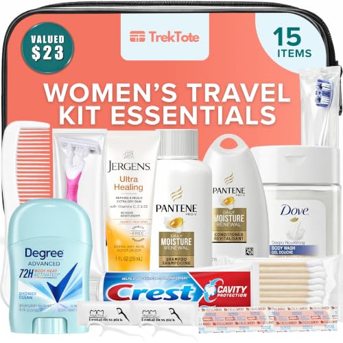 TrekTote 15-Piece Women’s Travel Toiletry Kit...