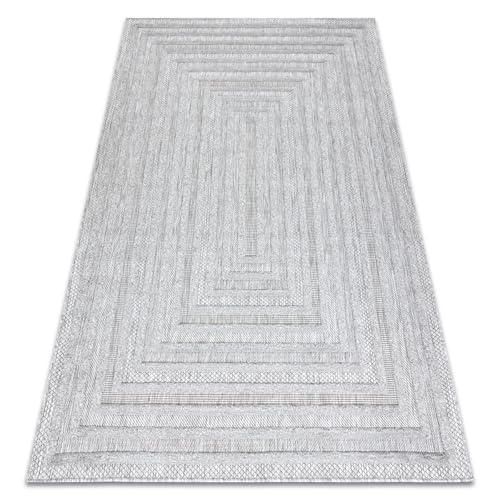 Alfombra Santo Sisal 0999 geométrica, gris y gris, 80 x 150 cm