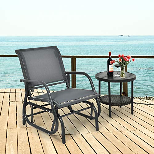 image for Giantex Swing Glider Chair W/Study Metal Frame Comfortable Patio Chair