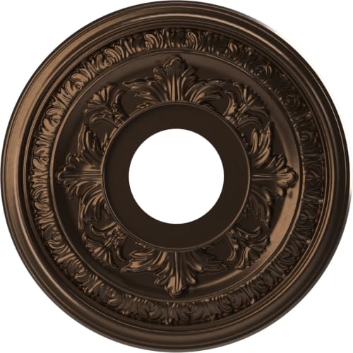 Image of Ekena Millwork CMP13BACAB Baltimore Thermoformed PVC Ceiling Medallion (Fits Canopies up to 5 1 /4 inch), 13 inchOD x 3 1 /2 inchID x 3 /4 inchP, Metallic Antique Brass