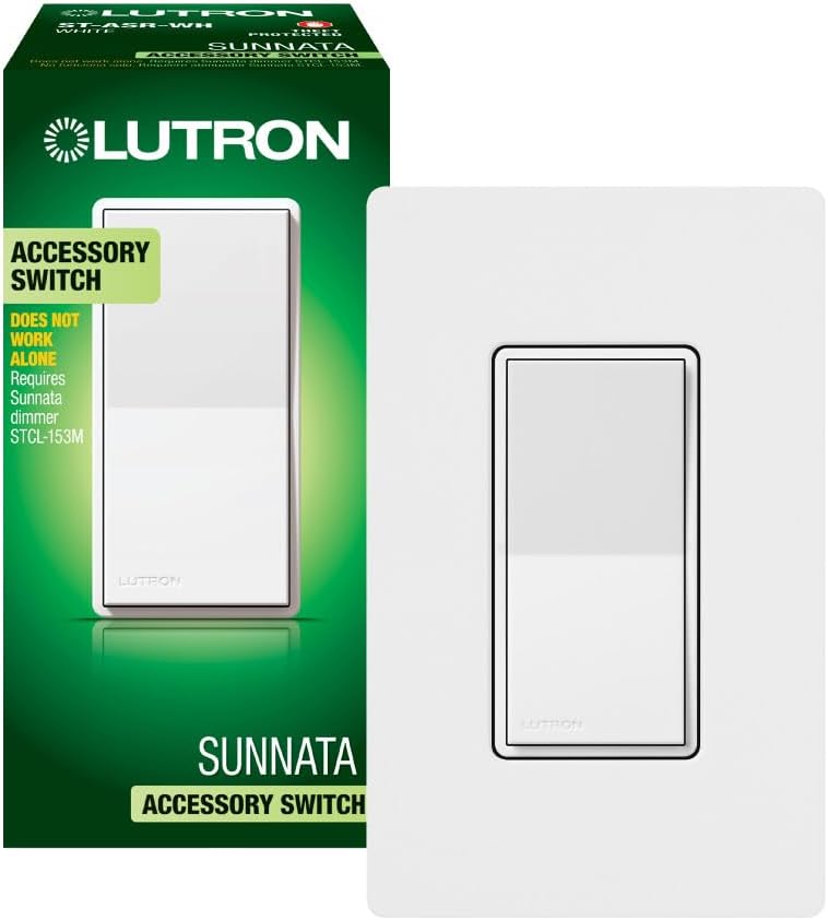 Sunnata On/Off Accessory Switch with Wallplate, only for use with Sunnata LED+ Dimmers, ST-ASW-WH, White