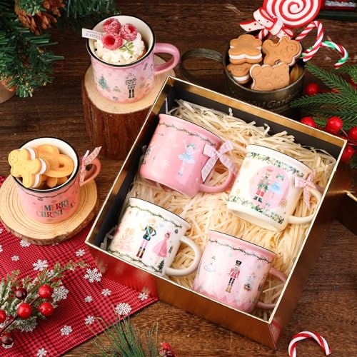 Juego de 6 Mini Mugs de Café Navideños Rosados miniatura 5