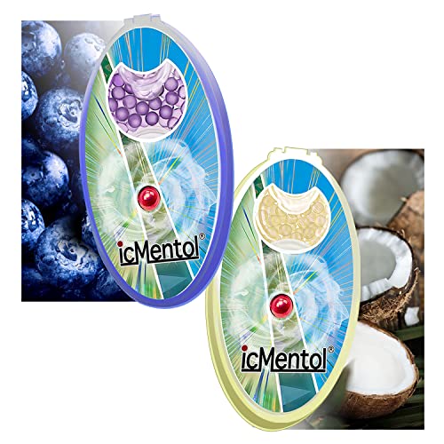 icMentol - 200 billes menthol, Menthol capsules, Billes aromatiques, Bille parfumé, Combinaison d'arômes de myrtille (100 blueberry + 100 coconut)