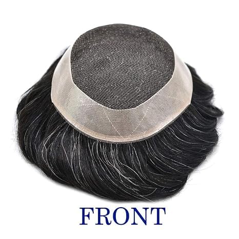 Miniatura 5 de Tupé de encaje para hombres, pieza de cabello humano real, sistema de reemplazo de cabello de encaje suave, postizo para hombre, protesis capilar