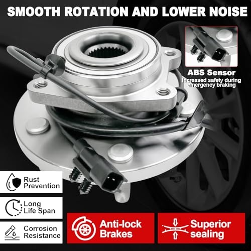 Pair 512478 + 512479 Rear Wheel Bearing Hub Assembly Compatible with Dodge Journey 2009-2018, for Ram Promaster 1500 2500 3500 2014, 5 Lugs w/ABS by KNOLET - Used condition - Image 5