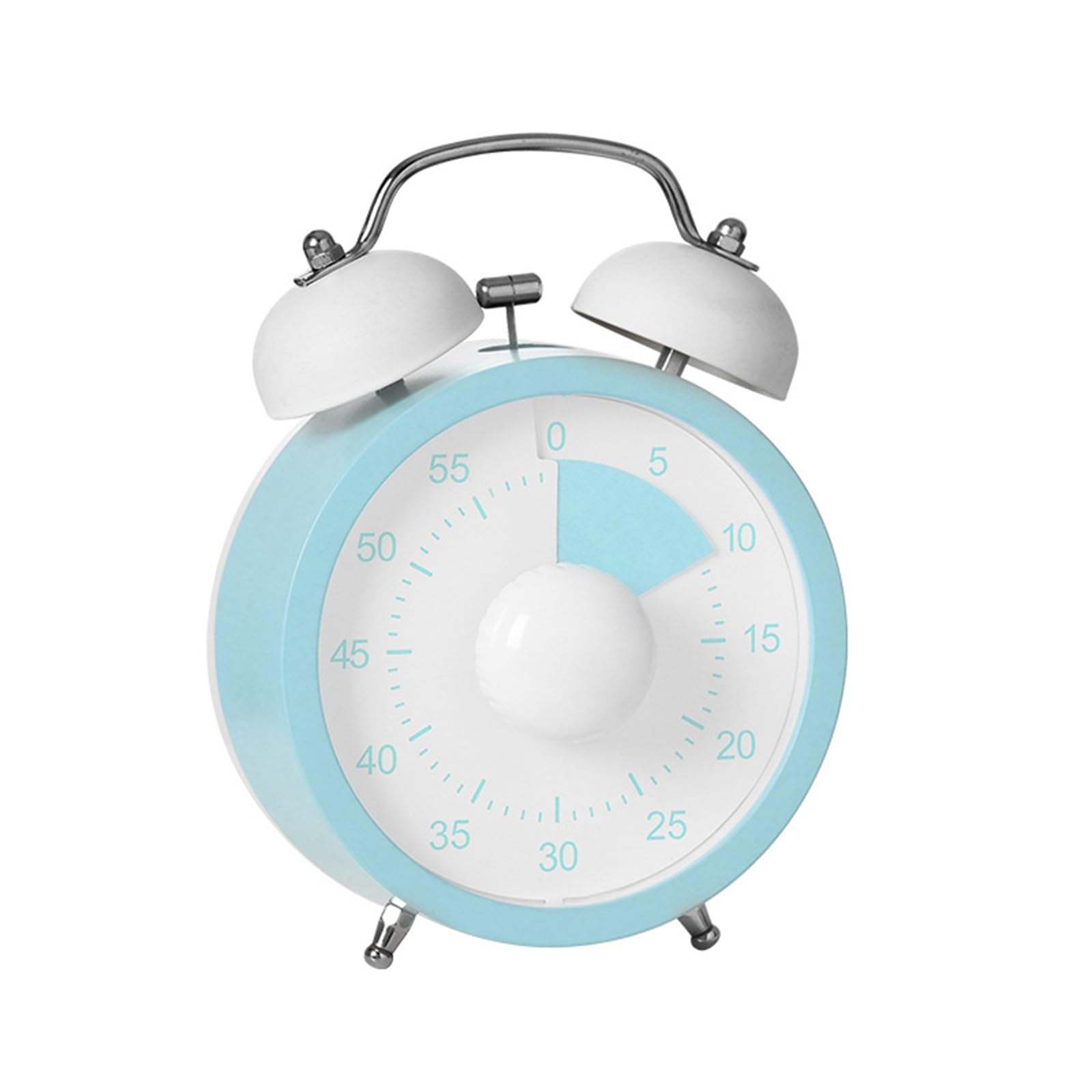 Tfaoys Round Blue Kids Educational Manual Countdowns Timer With Twin Bells Loud Alarm Mechanical Visual Timer Battery Operated Time Management Tool Desk Study Clock Learning Homework Reading Reminder Bedside Alarm Time