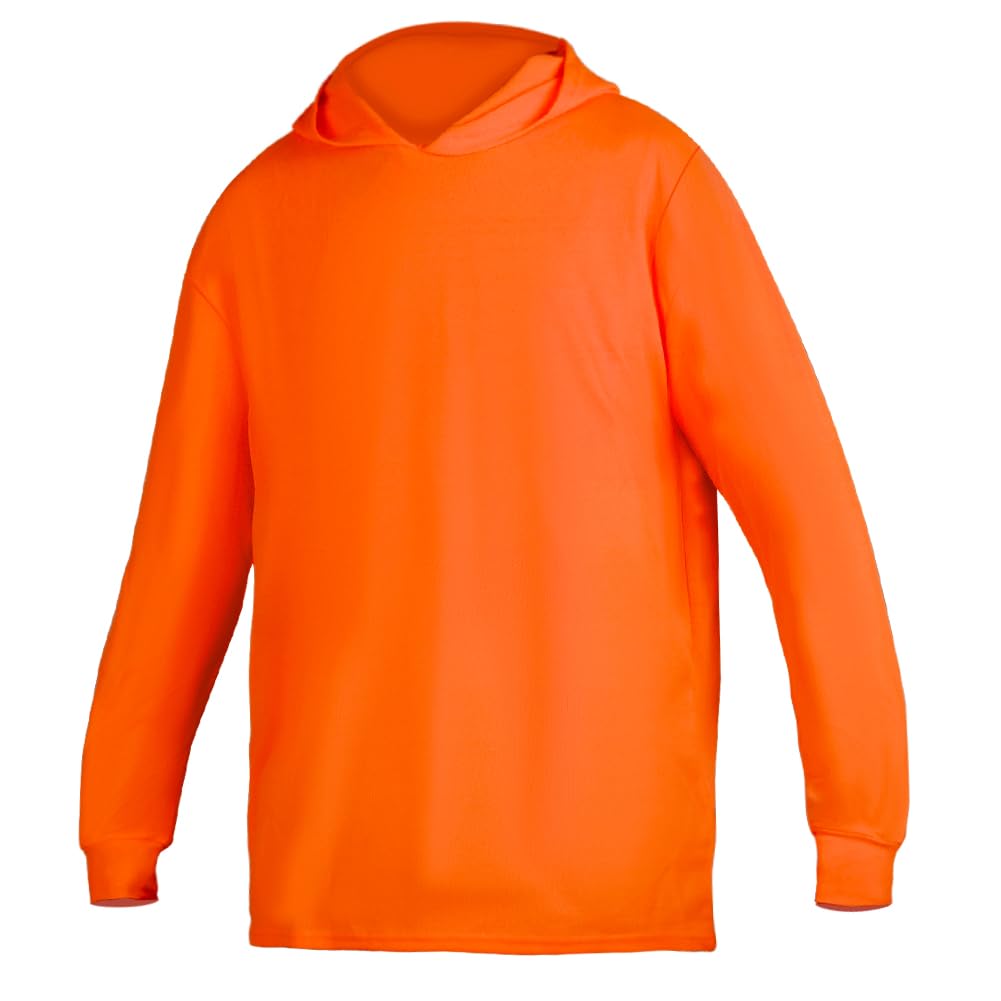 HYCOPROT High Visibility Safety Shirts Long Sleeve Hoodie Sun Protection Construction Work Shirts with Hood for Men Women